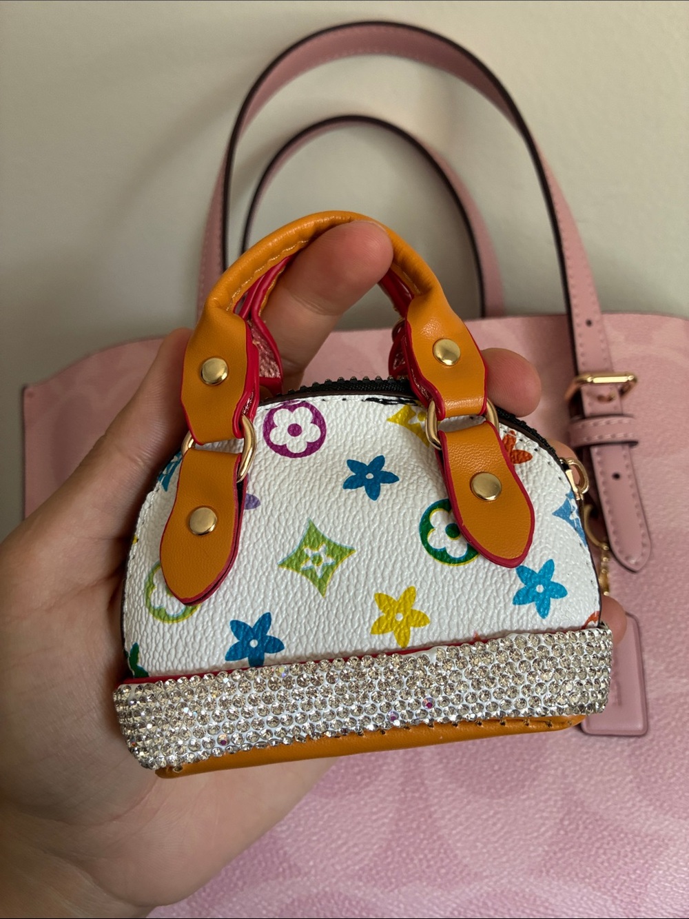 Mini Multicolor Monogram Charm Bag Keychain - Picture 4 of 6